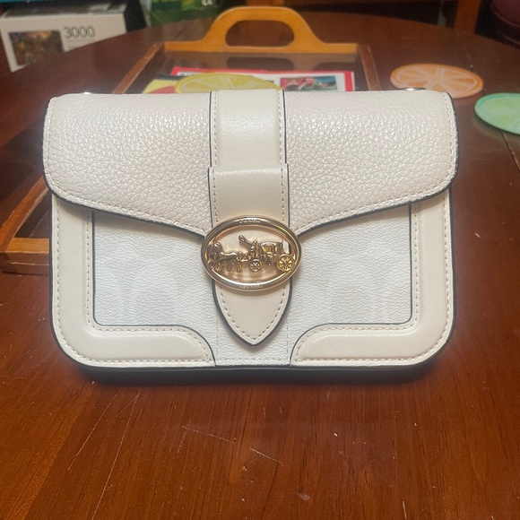 Coach Handbags - White Coach Georgie with gold chain strap